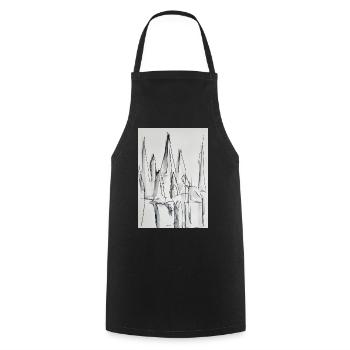 Schwarzweiß Stadt-Silhouette - Kochschürze - Schwarz - Vorne - AI Model Male 185 dark (185cm)