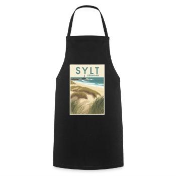 Sylt Germany | Vintage Beach Travel Poster - Kochschürze - Schwarz - Vorne - AI Model Male 185 dark (185cm)
