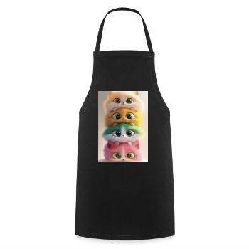 Stacked Rainbow Plush Cats - Cooking Apron - black - Front - AI Model Male 185 dark (185cm)