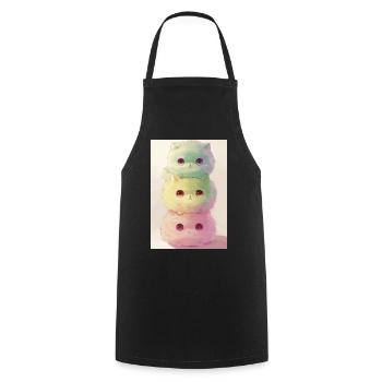 Pastel Cat in Rainbow Pile - Cooking Apron - black - Front - AI Model Male 185 dark (185cm)