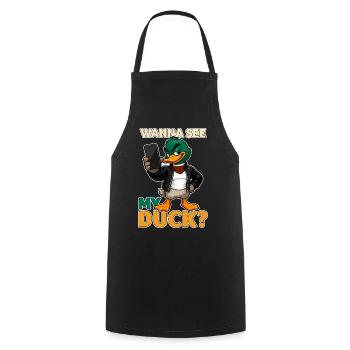 Wanna See My Duck? Funny Mallard Pun - Cooking Apron - black - Front - AI Model Male 185 dark (185cm)