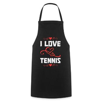 I Love Tennis Herz-Design - Kochschürze - Schwarz - Vorne - AI Model Male 185 dark (185cm)