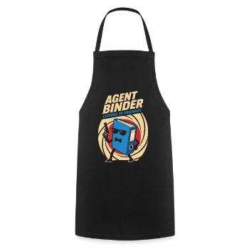 Agent Binder – License to Organize Büro Humor - Kochschürze - Schwarz - Vorne - AI Model Male 185 dark (185cm)