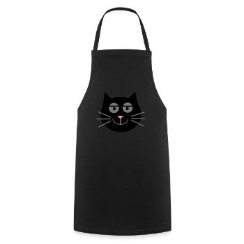 Katze (Schlafzimmerblick) - Kochschürze - Schwarz - Vorne - AI Model Male 185 dark (185cm)