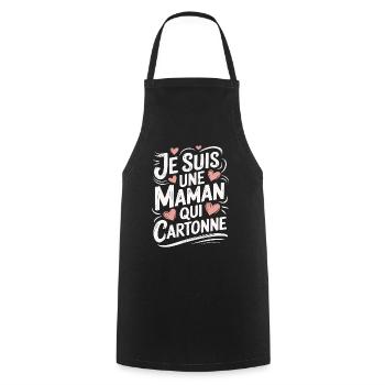 Je suis une Maman qui Cartonne - Tablier de cuisine - noir - Devant - AI Model Male 185 dark (185cm)