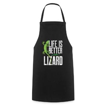 life is better with a lizard Design for a lizard - Kochschürze - Schwarz - Vorne - AI Model Male 185 dark (185cm)