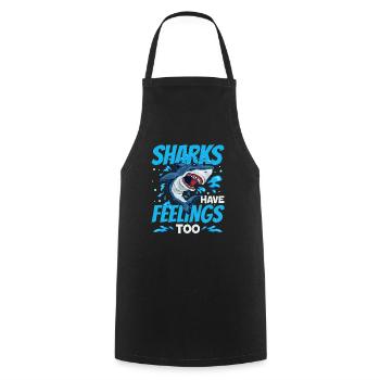sharks have feelings too Design for a defender of - Cooking Apron - black - Front - AI Model Male 185 dark (185cm)