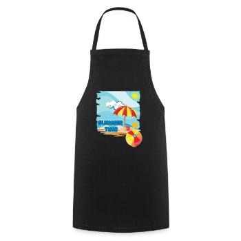 Summer time on the beach with umbrella on vacation - Cooking Apron - black - Front - AI Model Male 185 dark (185cm)