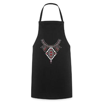 Kabyle pottery motifs Amazigh decoration - Cooking Apron - black - Front - AI Model Male 185 dark (185cm)