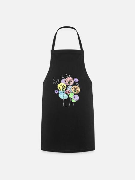 Blumen - Kochschürze - Schwarz