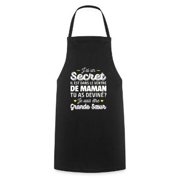 je vais être grande sœur / future grande soeur - Tablier de cuisine - noir - Devant - AI Model Male 185 dark (185cm)