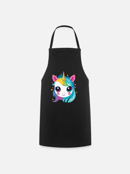 Une licorne arc-en-ciel - Tablier de cuisine - noir
