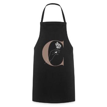 letter C magic butterfly - Cooking Apron - black - Front - AI Model Male 185 dark (185cm)