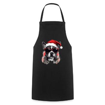French Bulldog Christmas Dog in the Snow - Cooking Apron - black - Front - AI Model Male 185 dark (185cm)