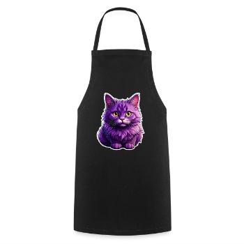 Cat modern design - Cooking Apron - black - Front - AI Model Male 185 dark (185cm)