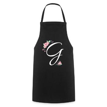 Buchstabe g Blumen - Kochschürze - Schwarz - Vorne - AI Model Male 185 dark (185cm)
