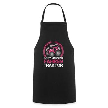 Echte Mädchen Fahren Traktor Bauernfrau Bäuerin - Kochschürze - Schwarz - Vorne - AI Model Male 185 dark (185cm)