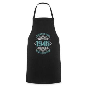 Legendary since February 1945 limited edition - Cooking Apron - black - Front - AI Model Male 185 dark (185cm)