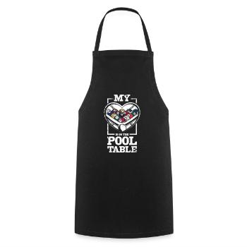 My heart beats on the pool table - Cooking Apron - black - Front - AI Model Male 185 dark (185cm)