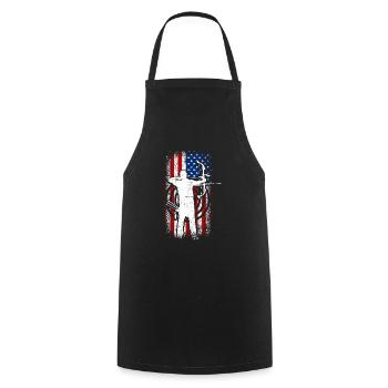 Usa Patriotic American flag 4th of July Archery - Cooking Apron - black - Front - AI Model Male 185 dark (185cm)