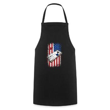 États-Unis Drapeau patriotique américain 4 juillet Cornhole - Tablier de cuisine - noir - Devant - AI Model Male 185 dark (185cm)