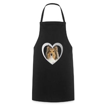 Sheltie - Dog Lover - Dog Heart - Cooking Apron - black - Front - AI Model Male 185 dark (185cm)