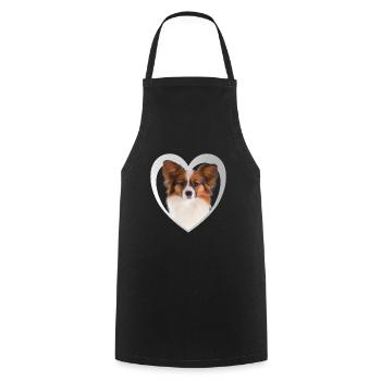 Papillon - Hundeliebhaber - Hunde Herz - Kochschürze - Schwarz - Vorne - AI Model Male 185 dark (185cm)