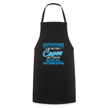 Superheroes do better Capes are called Social - Cooking Apron - black - Front - AI Model Male 185 dark (185cm)