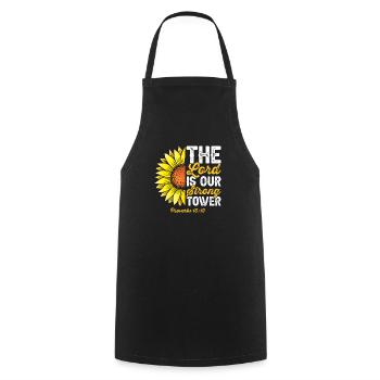 Lord is our strong tower Bible verse Christians - Cooking Apron - black - Front - AI Model Male 185 dark (185cm)