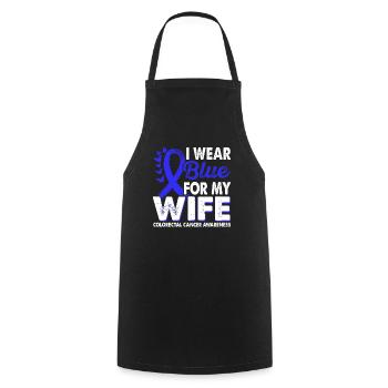 Portez du bleu clair pour la sensibilisation au cancer colorectal chez la femme - Tablier de cuisine - noir - Devant - AI Model Male 185 dark (185cm)