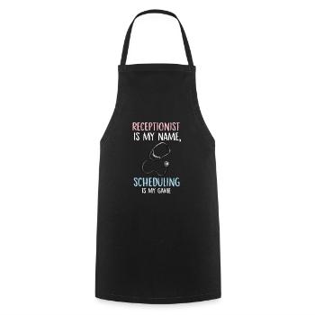 Réceptionniste est mon nom la planification est mon jeu - Tablier de cuisine - noir - Devant - AI Model Male 185 dark (185cm)