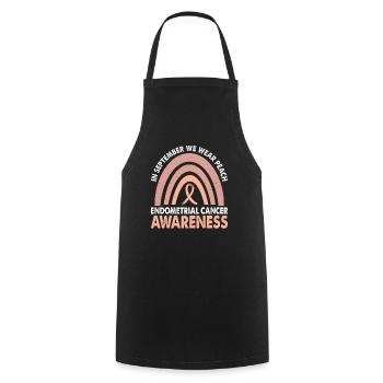 In September, we carry Peach Endometrial Cancer - Cooking Apron - black - Front - AI Model Male 185 dark (185cm)