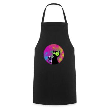 Chat noir aux yeux brillants - Tablier de cuisine - noir - Devant - AI Model Male 185 dark (185cm)
