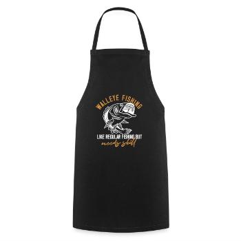 Walleye Fishing like regular fishing but needs - Cooking Apron - black - Front - AI Model Male 185 dark (185cm)