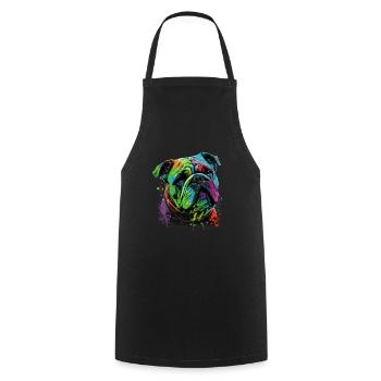 English Bulldog Pop Art I Dog Lover I Splash Art - Cooking Apron - black - Front - AI Model Male 185 dark (185cm)