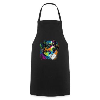Australian Shepherd Pop Art & Dog Lover & Splash - Cooking Apron - black - Front - AI Model Male 185 dark (185cm)