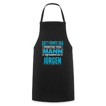 Jürgen Name Design - Kochschürze - Schwarz - Vorne - AI Model Male 185 dark (185cm)