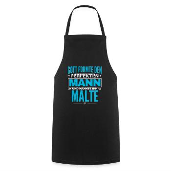 Malte Name Design - Kochschürze - Schwarz - Vorne - AI Model Male 185 dark (185cm)