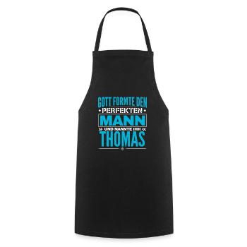 Thomas Name Design - Kochschürze - Schwarz - Vorne - AI Model Male 185 dark (185cm)