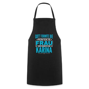 Karina Name Design - Cooking Apron - black - Front - AI Model Male 185 dark (185cm)