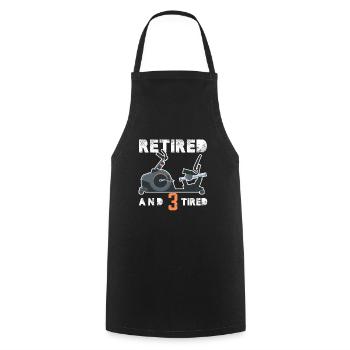 Retired and 3 Tired Triker - Cooking Apron - black - Front - AI Model Male 185 dark (185cm)
