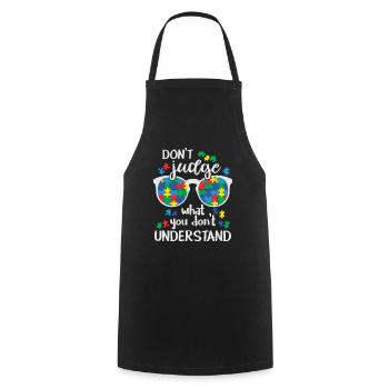 Autisme - Tablier de cuisine - noir - Devant - AI Model Male 185 dark (185cm)