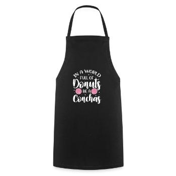 dans un monde plein de beignets soyez une concha Design - Tablier de cuisine - noir - Devant - AI Model Male 185 dark (185cm)