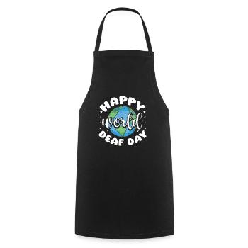 Happy World Deaf Day Lip Reading ASL Teacher - Kochschürze - Schwarz - Vorne - AI Model Male 185 dark (185cm)