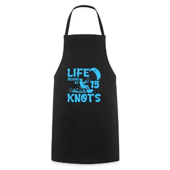 Life Begins At 15 Knots Kiteboard Surfing - Cooking Apron - black - Front - AI Model Male 185 dark (185cm)