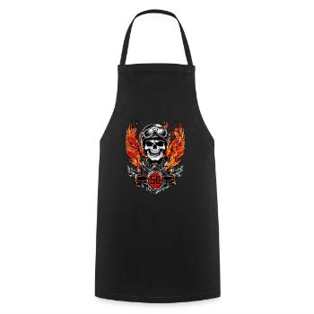Biker 50 Geburtstag Skull Motorrad - Kochschürze - Schwarz - Vorne - AI Model Male 185 dark (185cm)
