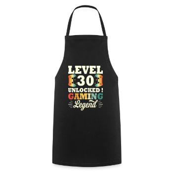 Legende Level 30 Jubiläum Gamer 30 Jahre - Kochschürze - Schwarz - Vorne - AI Model Male 185 dark (185cm)