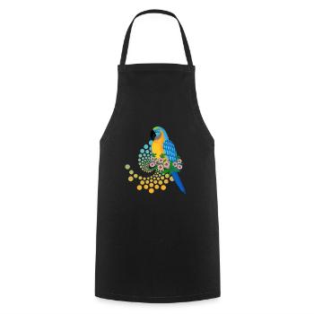 Perroquet avec des fleurs - Tablier de cuisine - noir - Devant - AI Model Male 185 dark (185cm)