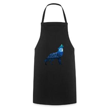 Wolf Mond - Kochschürze - Schwarz - Vorne - AI Model Male 185 dark (185cm)