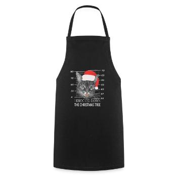 Je m’accrois le Christmas tree Cadeau aux chats - Tablier de cuisine - noir - Devant - AI Model Male 185 dark (185cm)
